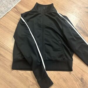 Forever 21 Black Track Jacket with White Stripes